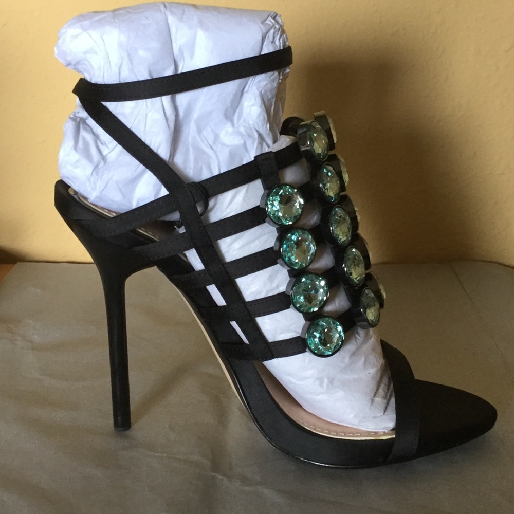 NWT Zara Jeweled Satin Heels - Picture 4 of 10